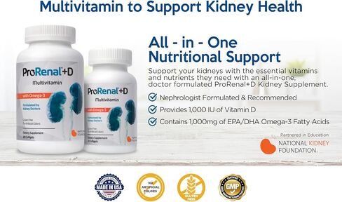 ProRenal+D with Omega-3 Fish Oil Kidney Multivitamin 90-Day Supply in Kuwait