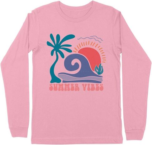 Retro Pastel Summer Vibes Kids Long Sleeve T-Shirt Youth in Kuwait