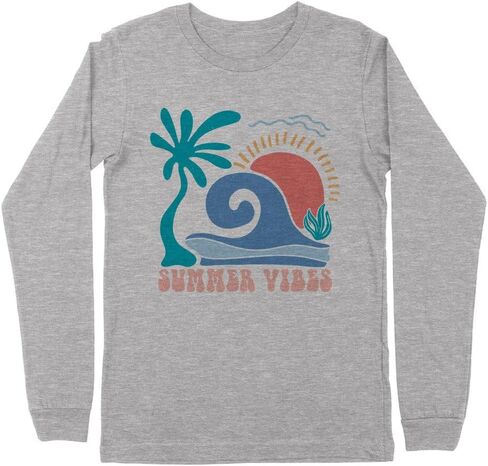 Retro Pastel Summer Vibes Kids Long Sleeve T-Shirt Youth in Kuwait