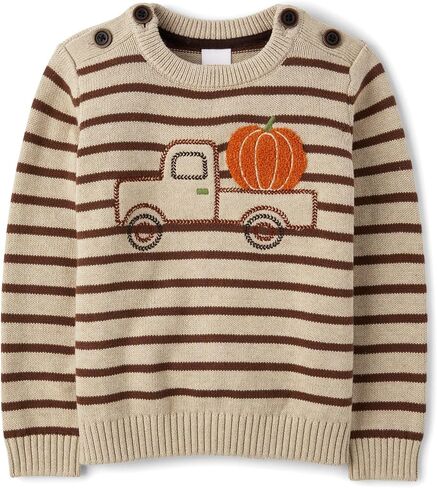 Gymboree Boys' and Toddler Long Sleeve Embroidered Crew Neck Pullover Sweater in Saudi Arabia