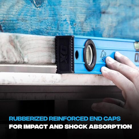 OX Tools OX-P503418 72-inch TUFF Level with Shock Resistant End Caps – Single Solid Piece Box Level Body to Keep Mud Out & Reinforced Vials 6 foot level Contractor Grade |Aluminum Box Level in Kuwait