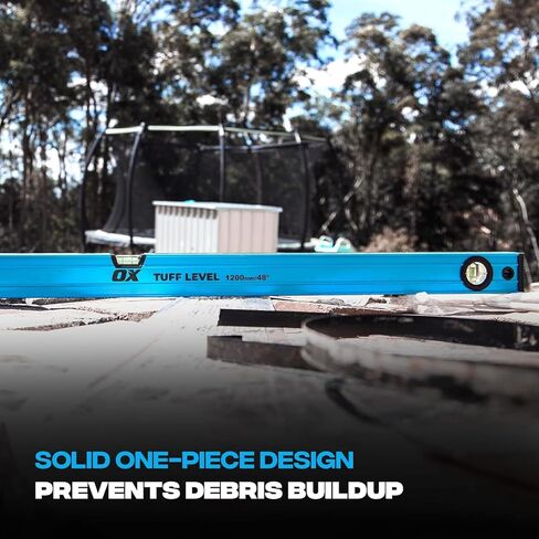 OX Tools OX-P503418 72-inch TUFF Level with Shock Resistant End Caps – Single Solid Piece Box Level Body to Keep Mud Out & Reinforced Vials 6 foot level Contractor Grade |Aluminum Box Level in Kuwait