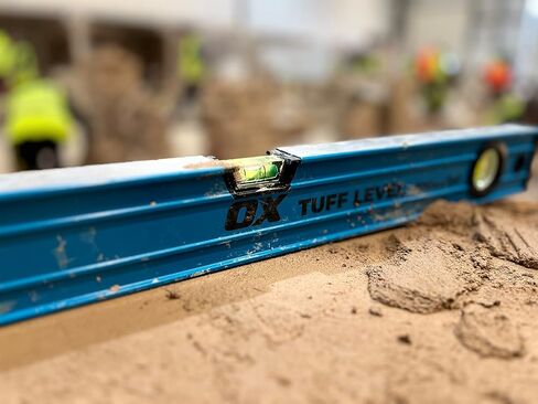 OX Tools OX-P503418 72-inch TUFF Level with Shock Resistant End Caps – Single Solid Piece Box Level Body to Keep Mud Out & Reinforced Vials 6 foot level Contractor Grade |Aluminum Box Level in Kuwait