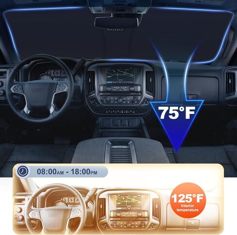 Windshield Sunshade Compatible with 2018-2022 2023 2024 Jeep Wrangler JL/JLU and 2020-2022 2023 2024 Jeep Gladiator JT Blocks UV Rays Sun Visor Protector Folding Front Window Sun Shade Cover in Kuwait