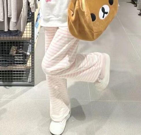 y2k نساء kawaii سراويل مخططة حلوة لطيف harajuku fleece Sportspants sweatpant in Kuwait