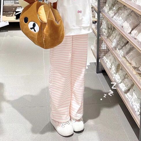 y2k نساء kawaii سراويل مخططة حلوة لطيف harajuku fleece Sportspants sweatpant in Kuwait
