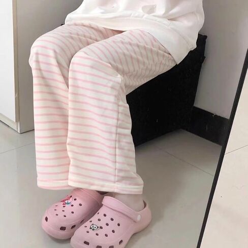 y2k نساء kawaii سراويل مخططة حلوة لطيف harajuku fleece Sportspants sweatpant in Kuwait