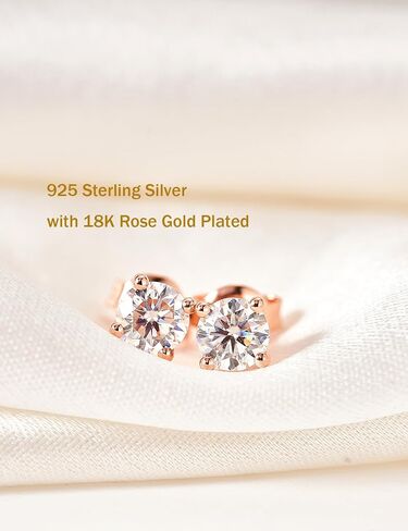 IMOLOVE Moissanite Stud Earrings with 1-3CT D Color Round Cut Lab Created Moissanite Earrings in Sterling Silver Trendy Earrings for Women Men in Saudi Arabia