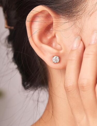 IMOLOVE Moissanite Stud Earrings with 1-3CT D Color Round Cut Lab Created Moissanite Earrings in Sterling Silver Trendy Earrings for Women Men in Saudi Arabia