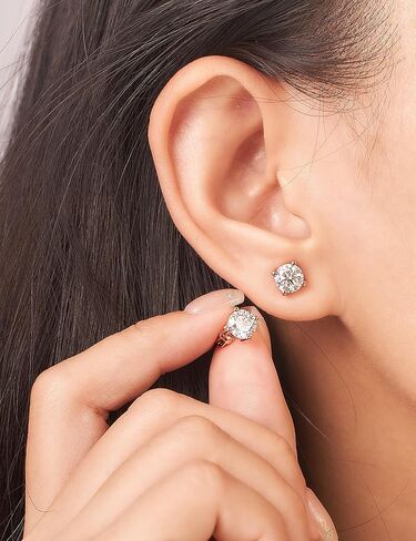 IMOLOVE Moissanite Stud Earrings with 1-3CT D Color Round Cut Lab Created Moissanite Earrings in Sterling Silver Trendy Earrings for Women Men in Saudi Arabia