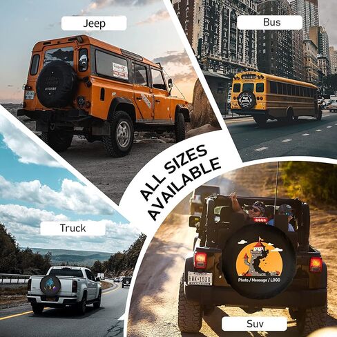 Generic Custom Spare Tire Cover - Personalized Spare Tire Cover with Backup Camera Hole - Customize Wheel Cover with Photo or Text - Universal Size Fit for Jeep Trailer Camper RV Wheel Covers in Saudi Arabia