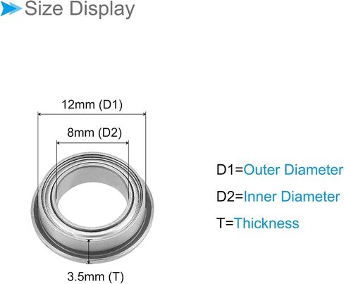 Flange Ball Bearing, MF105ZZ Model 5mm ID 10mm OD 4mm Thick, Chrome Steel Double Shield Bearings - (Applications: for Motor Skateboards Roller Wheels), 5 - Pieces in Saudi Arabia