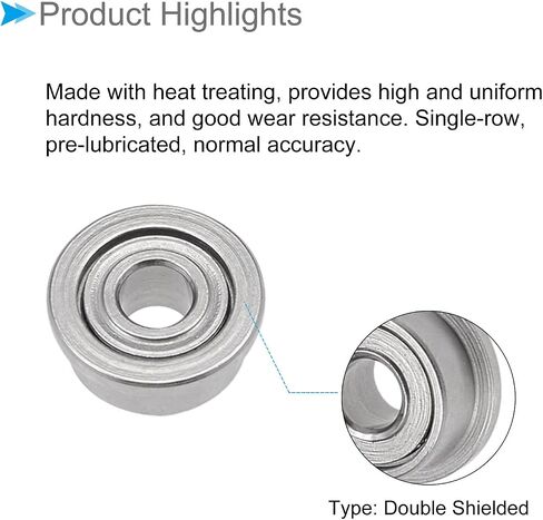 Flange Ball Bearing, MF105ZZ Model 5mm ID 10mm OD 4mm Thick, Chrome Steel Double Shield Bearings - (Applications: for Motor Skateboards Roller Wheels), 5 - Pieces in Saudi Arabia