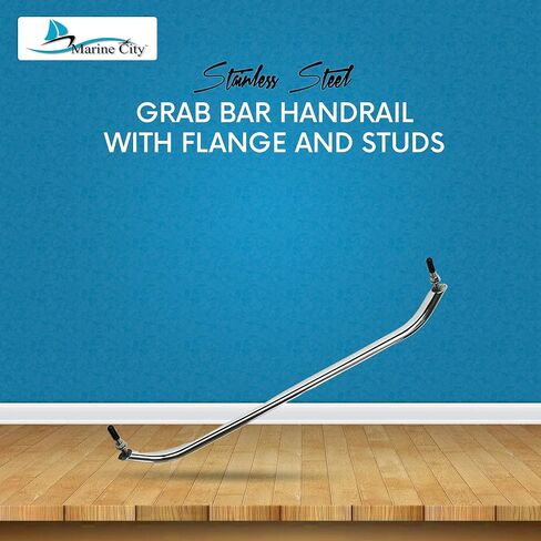 MARINE CITY Smooth Polished Stainless Steel Heavy Duty Boat Handle Oval Tube Grab Bar Mount Handrail with Flange and Studs 8-1/4 Inches for Marines – Boats – Yachts – RVs (Pack of 1) in Saudi Arabia