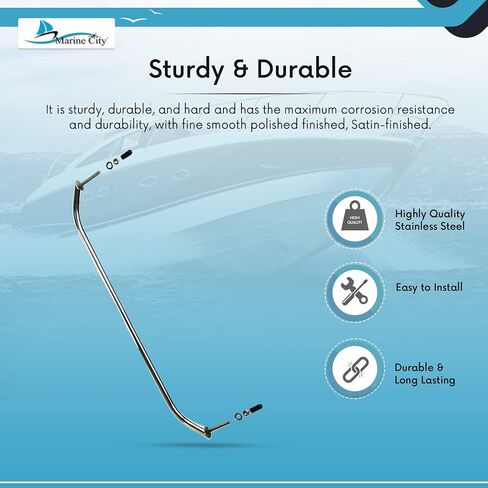 MARINE CITY Smooth Polished Stainless Steel Heavy Duty Boat Handle Oval Tube Grab Bar Mount Handrail with Flange and Studs 8-1/4 Inches for Marines – Boats – Yachts – RVs (Pack of 1) in Saudi Arabia