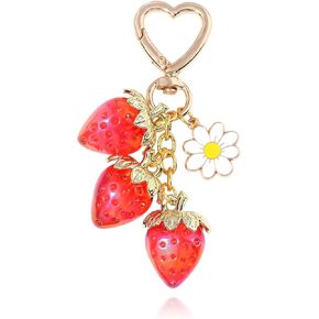 Fruit Bag Purse Charms Keychains - Cute Apple Pear Lemon Cherry Strawberry Keychain Purse Bag Charm Gifts for Women in Kuwait