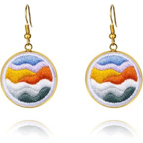 Handmade Embroidered Earrings for Women | Gold Dangle & Drop Earrings for Gift Jewelry| Trendy, Fashionable, and Unique Design (C01) in Kuwait