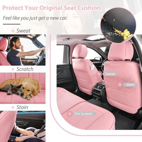 Car Seat Covers, Nappa Leather Car Seat Covers, Waterproof Automotive Seat Covers with Airbag Compatible, Universal Car Seat Protector Fit for Most SUV Sedans Trucks (Light Beige, Full) in Saudi Arabia