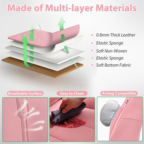 Car Seat Covers, Nappa Leather Car Seat Covers, Waterproof Automotive Seat Covers with Airbag Compatible, Universal Car Seat Protector Fit for Most SUV Sedans Trucks (Light Beige, Full) in Saudi Arabia