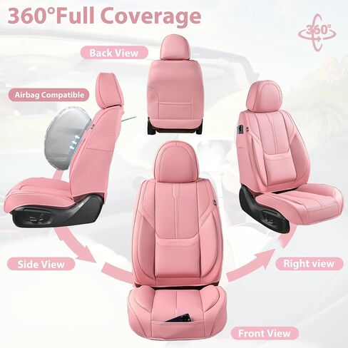 Car Seat Covers, Nappa Leather Car Seat Covers, Waterproof Automotive Seat Covers with Airbag Compatible, Universal Car Seat Protector Fit for Most SUV Sedans Trucks (Light Beige, Full) in Saudi Arabia