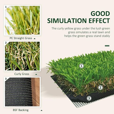 Low- 10' x 3' Artificial Turf Grass with Simulated Look & Feel, Quick-Drying, Green in Saudi Arabia