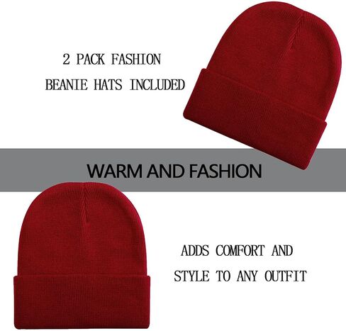 ZOORON 1&2 Pack Beanie للرجال والنساء قبعات صغيرة مترهلة قبعات شتوية متماسكة قبعة تزلج ناعمة للجنسين in Kuwait