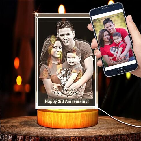 Personalized 3D Holographic Photo Etched Engraved Inside The Crystal : Birthday, Wedding Gift, Memorial, Mother's Day, Valentine's, Christmas, Small Rectangle (1.96" x 3.14" x 1.96") in Saudi Arabia