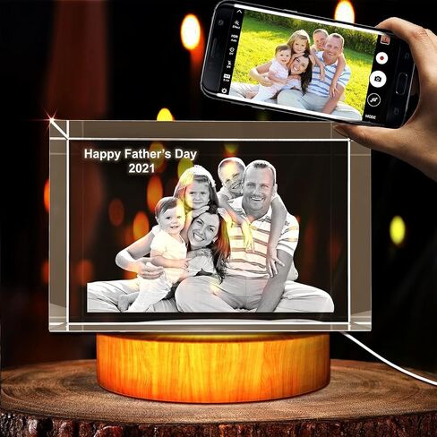Personalized 3D Holographic Photo Etched Engraved Inside The Crystal : Birthday, Wedding Gift, Memorial, Mother's Day, Valentine's, Christmas, Small Rectangle (1.96" x 3.14" x 1.96") in Saudi Arabia
