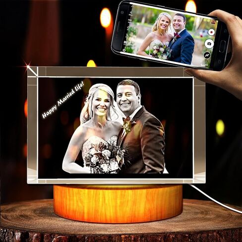 Personalized 3D Holographic Photo Etched Engraved Inside The Crystal : Birthday, Wedding Gift, Memorial, Mother's Day, Valentine's, Christmas, Small Rectangle (1.96" x 3.14" x 1.96") in Saudi Arabia