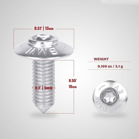 10PCS Fairing Bolt Kit for BMW M5*14/14.5/16/ 17.5/20 Motorbike Fairing Screws Universal Fits for S1000R S1000RR S1000XR R1200GS LC ADV R1250GS R1200RT R1250 F750GS F850GS F900R (Chrome, M5 x 12) in Kuwait