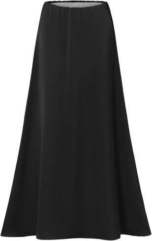Misschen Women's High Chaxi Skirt ، ساتان A-Line ، حزام مرن مرن in Kuwait