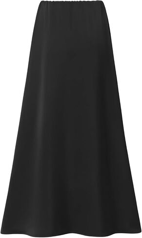 Misschen Women's High Chaxi Skirt ، ساتان A-Line ، حزام مرن مرن in Kuwait