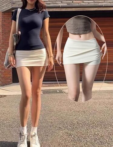 ساكورت ميني للسيدات في منتصف الارتفاع منخفضة التنورة المصغرة مع شورت الجانبي الجانبية التنانير الصيفية مثير in Kuwait