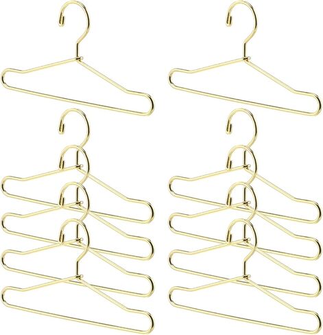 ملابس الدمى من جوجوفوني كين، 10 قطع شماعات ملابس الدمى، شماعات معدنية صغيرة للدمى، حامل ملابس مقاس 2.5 × 1.3 بوصة، ذهبي in Kuwait