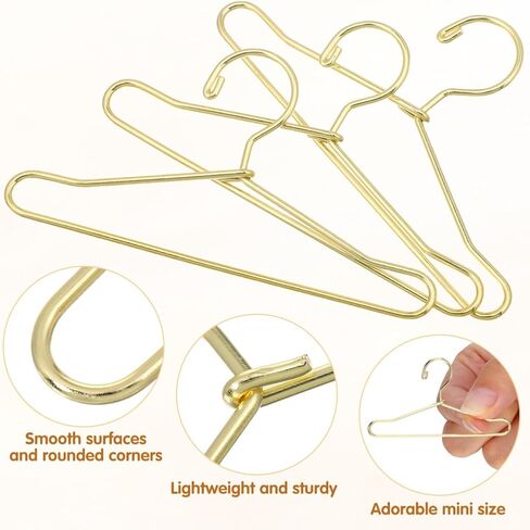 ملابس الدمى من جوجوفوني كين، 10 قطع شماعات ملابس الدمى، شماعات معدنية صغيرة للدمى، حامل ملابس مقاس 2.5 × 1.3 بوصة، ذهبي in Kuwait