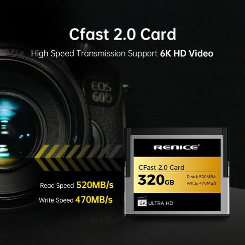 RENICE 640GB Professional CFast 2.0 Memory Card- up to 520MB/s Read Speed-6K HD Video Recording- for Photographers in Saudi Arabia
