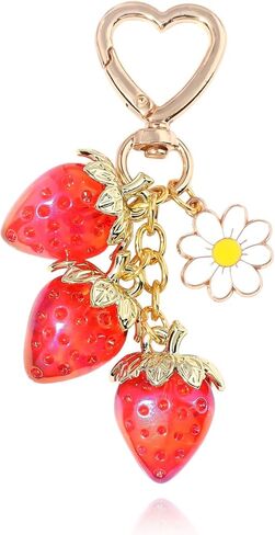 Fruit Bag Purse Charms Keychains - Cute Apple Pear Lemon Cherry Strawberry Keychain Purse Bag Charm Gifts for Women in Kuwait