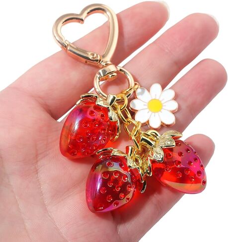 Fruit Bag Purse Charms Keychains - Cute Apple Pear Lemon Cherry Strawberry Keychain Purse Bag Charm Gifts for Women in Kuwait