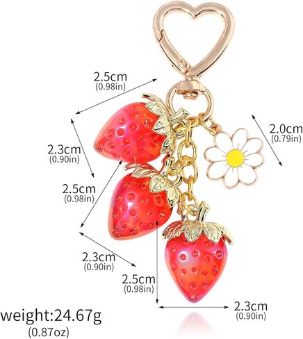 Fruit Bag Purse Charms Keychains - Cute Apple Pear Lemon Cherry Strawberry Keychain Purse Bag Charm Gifts for Women in Kuwait