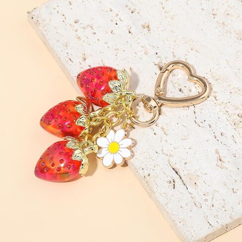 Fruit Bag Purse Charms Keychains - Cute Apple Pear Lemon Cherry Strawberry Keychain Purse Bag Charm Gifts for Women in Kuwait