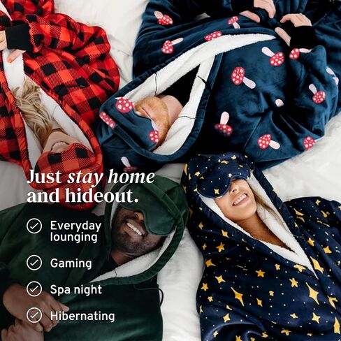 Big Blanket Co® Hideout Robe™ | Sherpa Robe | Luxury Robes for Women & Men | Soft Housecoat for Ultimate Coziness | Hooded in Kuwait