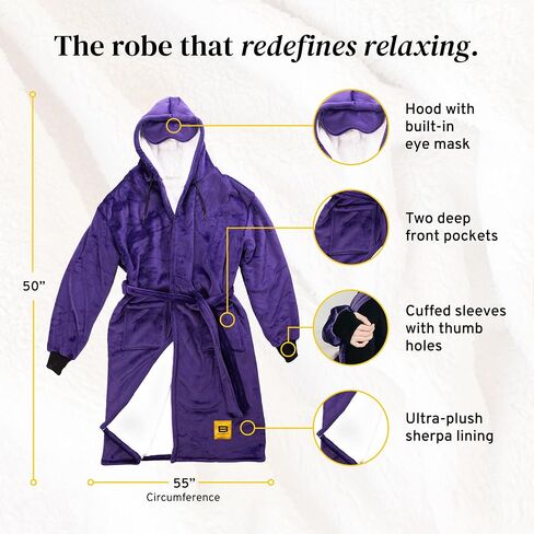 Big Bannet Co® Hideout Robe ™ | شيربا رداء | أردية فاخرة للنساء والرجال | ناعمة المنازل من أجل الراحة النهائية | مقنع in Kuwait