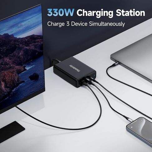 محطة شحن USB C بقوة 330 وات من Geek، محطة شحن ذات 3 منافذ مع 1 XT60 + 1 منافذ USB-C + 1 منافذ USB-A PD 3.1 وQC 3.0 شحن سريع، محول لجهاز MacBook Pro/Air، iPhone/Samsung Galaxy in Kuwait