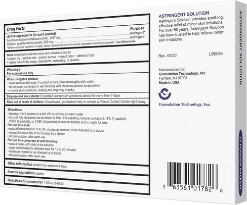 Astringent Solution Medicated Soak Rash Relief - Soothing Skin Care - 12 Count (Pack of 1), White and Purple in Saudi Arabia