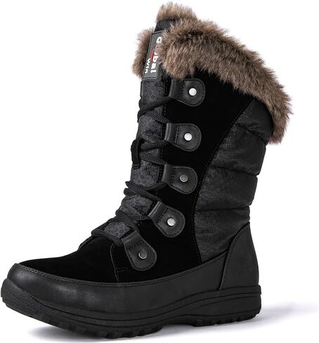 Globalwin Women's Snow Boots Mid Calf Warf Winter Fashion Boots مريحة من أحذية مقاومة للمياه المعزولة in Saudi Arabia