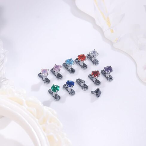 Ruifan ASTM F136 Titanium Dermal Piercing Jewelry 16G Cubic Zirconia Dermal Anchor Top 2mm 3mm 4mm Titanium Base Piercing Jewelry For Women Men in Saudi Arabia