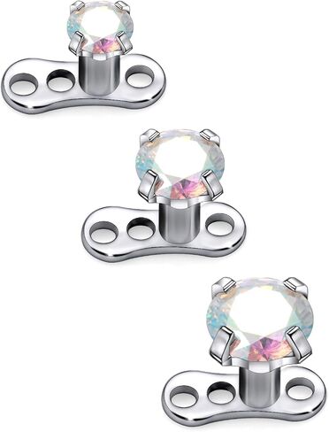 Ruifan ASTM F136 Titanium Dermal Piercing Jewelry 16G Cubic Zirconia Dermal Anchor Top 2mm 3mm 4mm Titanium Base Piercing Jewelry For Women Men in Saudi Arabia