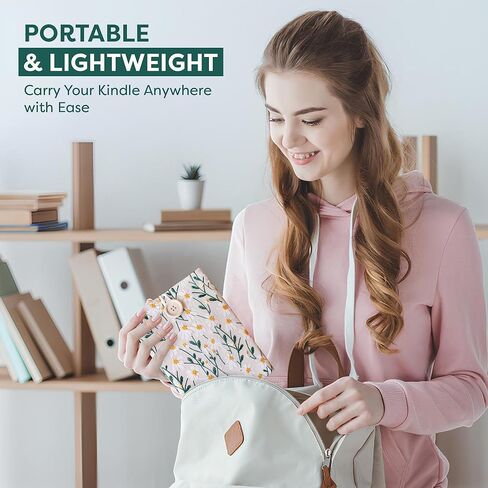 غلاف Daisy Kindle Paperwhite المطرز مقاس 6 × 8 - غلاف القارئ الإلكتروني المبطن وغطاء حقيبة Kindle لحماية إضافية (أبيض وأسود) in Kuwait