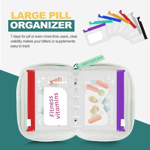 Pill Organizer Set， Large Pill Organizer Twice Daily Over Seven Days, Pill Storage with 14 Pcs Color-Coded Medicine Pouches, Reusable Travel Medicine Organizer， Zippered Pill Organizers in Saudi Arabia