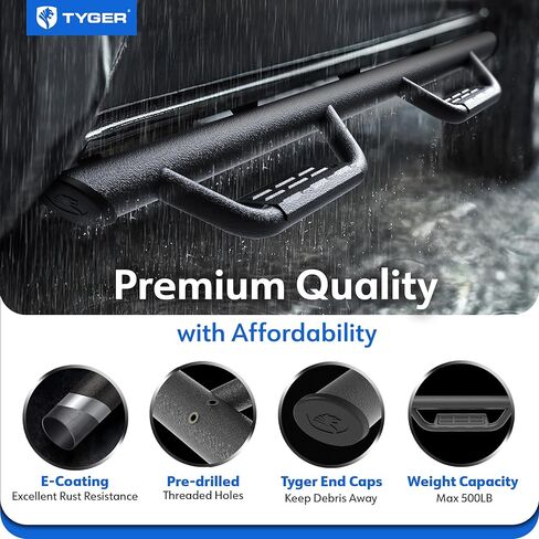 Tyger Auto Tyger Access Running Boards Compatible with 2019-2025 Chevy Silverado GMC Sierra 1500; 2020-2025 2500 3500HD | Crew Cab | TG-AS2C24001 | Textured Black Drop Step Rail in Saudi Arabia